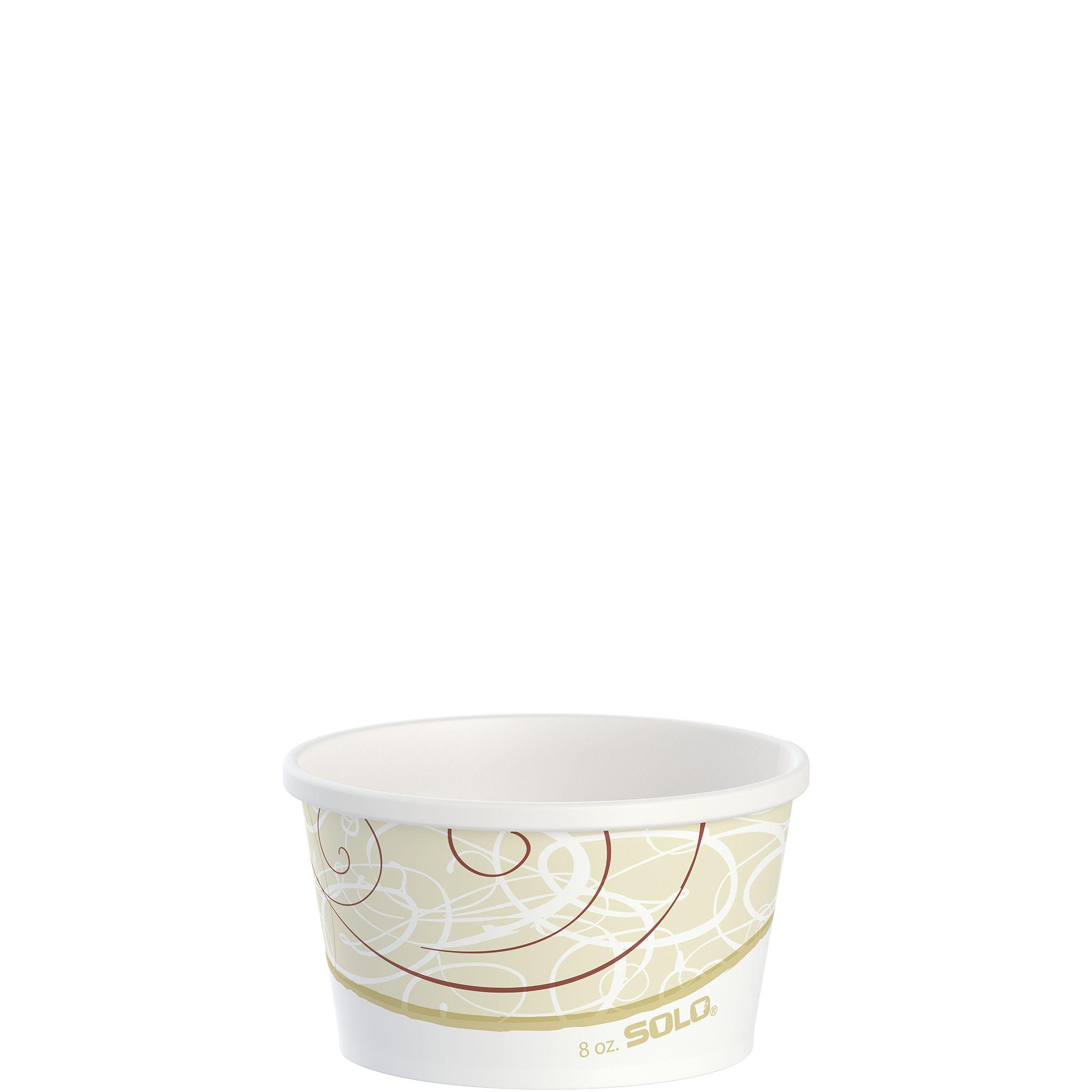 Solo® Flexstyle® Food Container Base & Lid Combo With Flat Lid 8 OZ DSP Symphony® Stock Print Squat 25 Count/Pack 20 Packs/Case