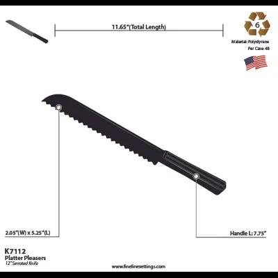 Knife 12 IN Plastic Black Serrated 48/Case