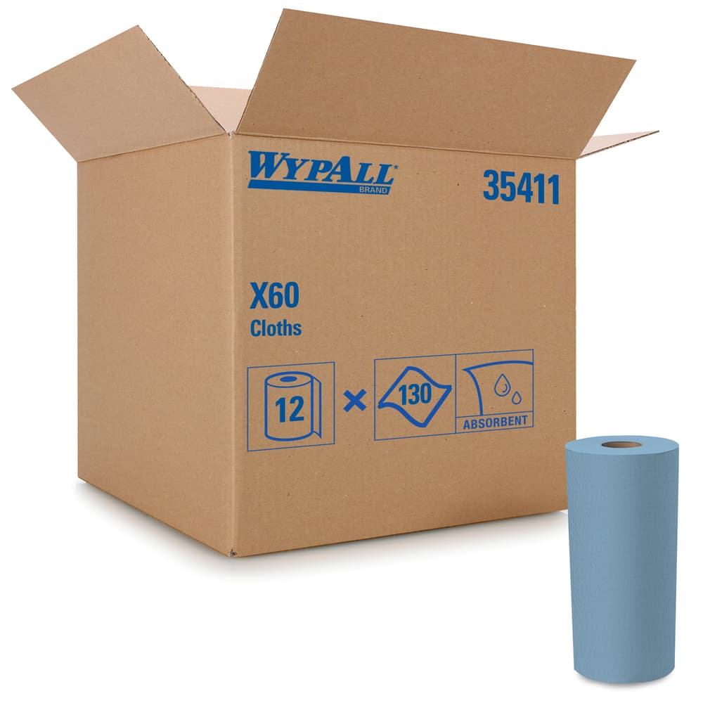 WypAll® X60 Cleaning Wipe 9.8X12.2 IN Blue Small Roll 130 Count/Pack 12 Packs/Case 1560 Count/Case