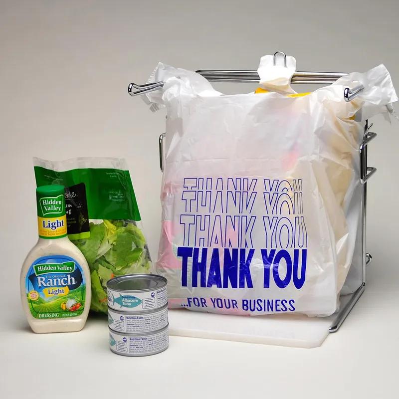 Bag 11.5X6.5X21.5 IN HDPE 0.5MIL White Thank You With Open Ended Closure FDA Compliant T-Sack Gusset 1000/Case