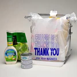 Bag 11.5X6.5X21.5 IN HDPE 0.5MIL White Thank You With Open Ended Closure FDA Compliant T-Sack Gusset 1000/Case