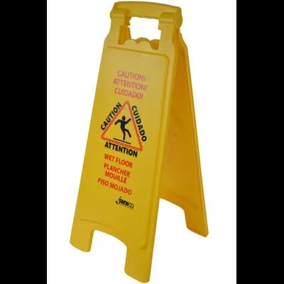 Wet Floor Sign Caution Sign Yellow Plastic Multilingual 1/Each