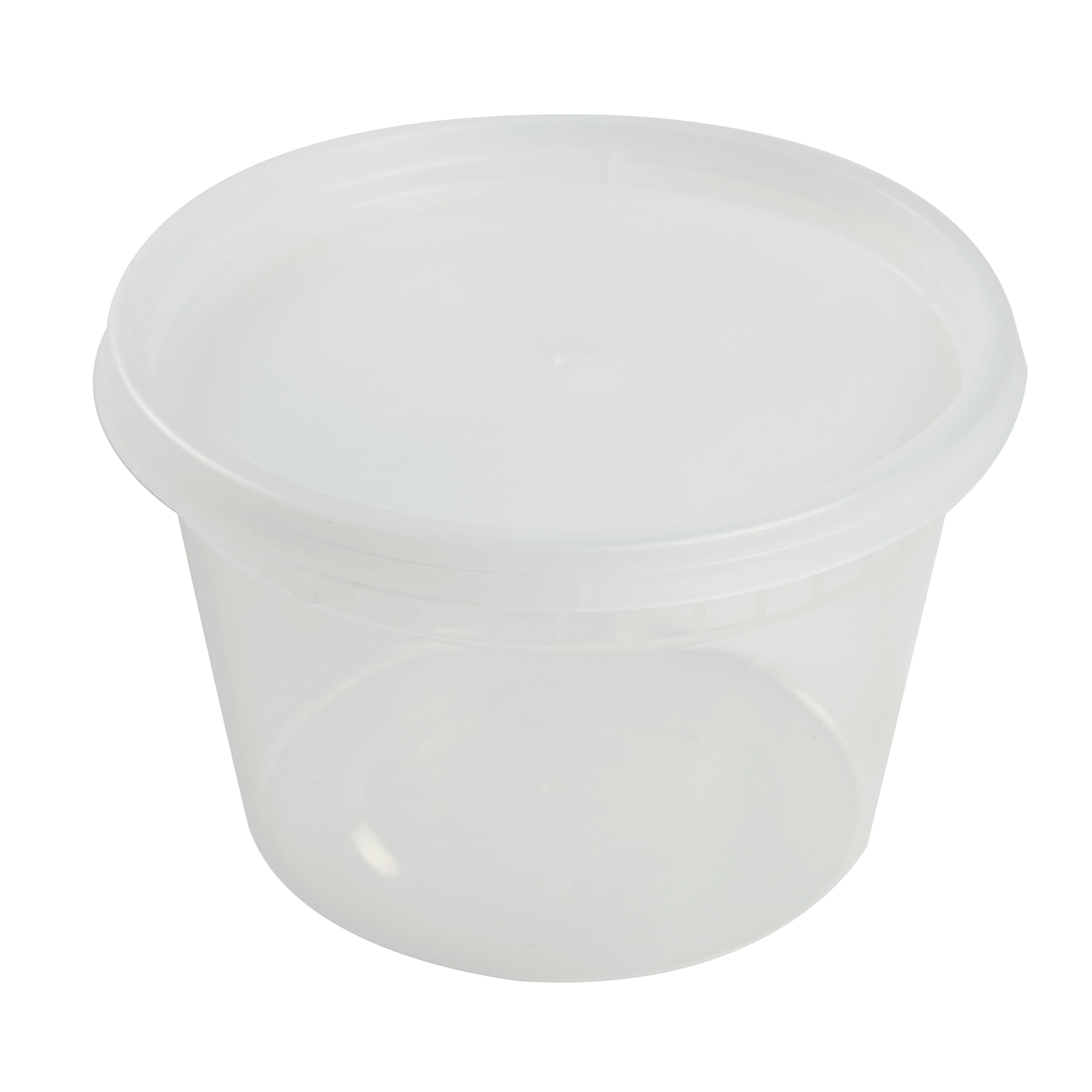 Deli Container Base & Lid Combo With Flat Lid 16 OZ PP Clear Round 240/Case