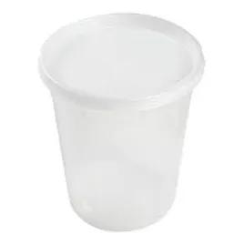 Deli Container Base & Lid Combo With Flat Lid 16 OZ PP Clear Round 240/Case