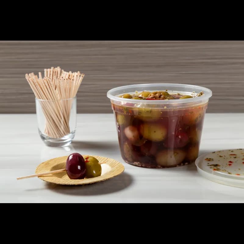 Deli Container Base & Lid Combo With Flat Lid 16 OZ PP Clear Round 240/Case