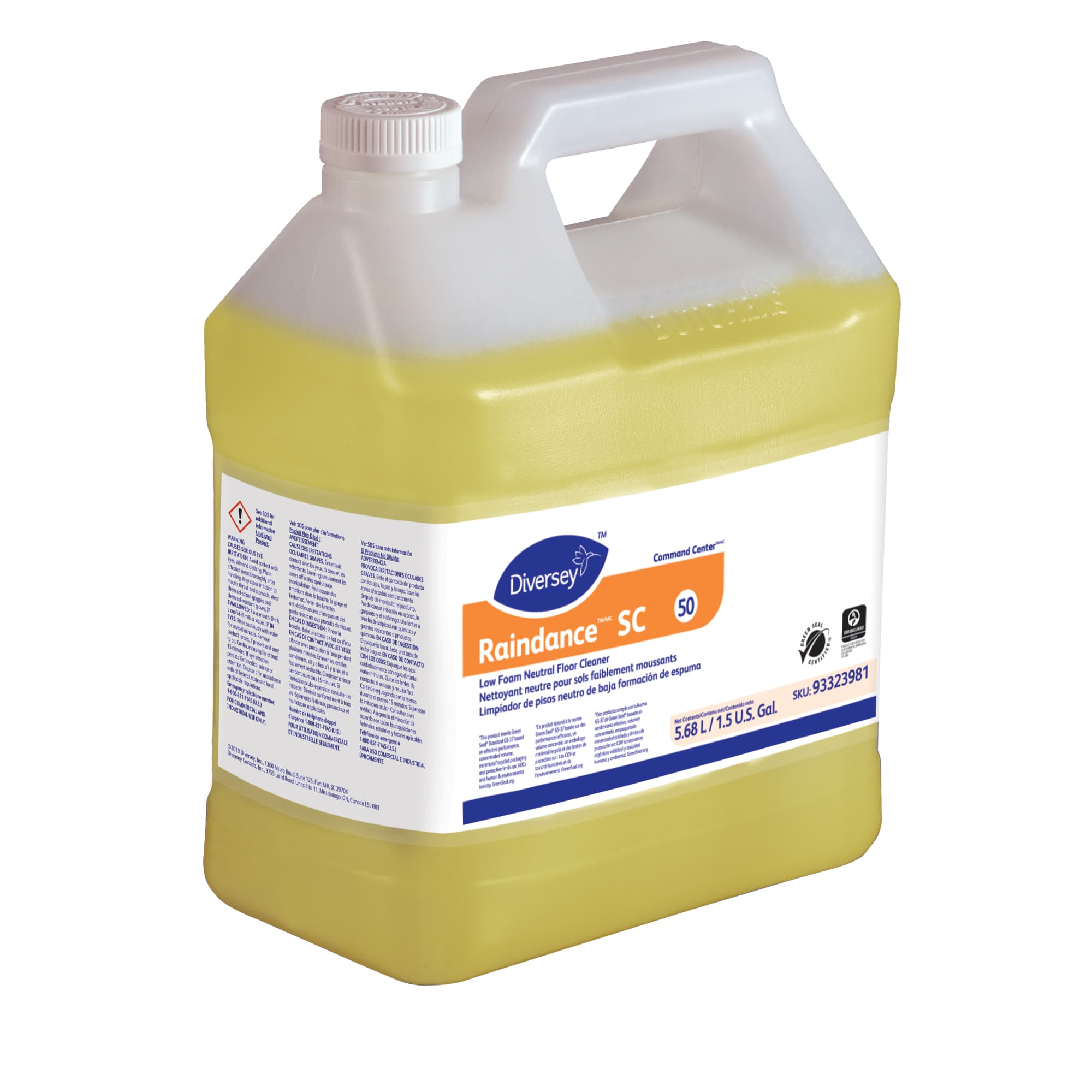 Raindance Floral Floor Cleaner 1.5 GAL Neutral Liquid Concentrate Low Foam 2/Case