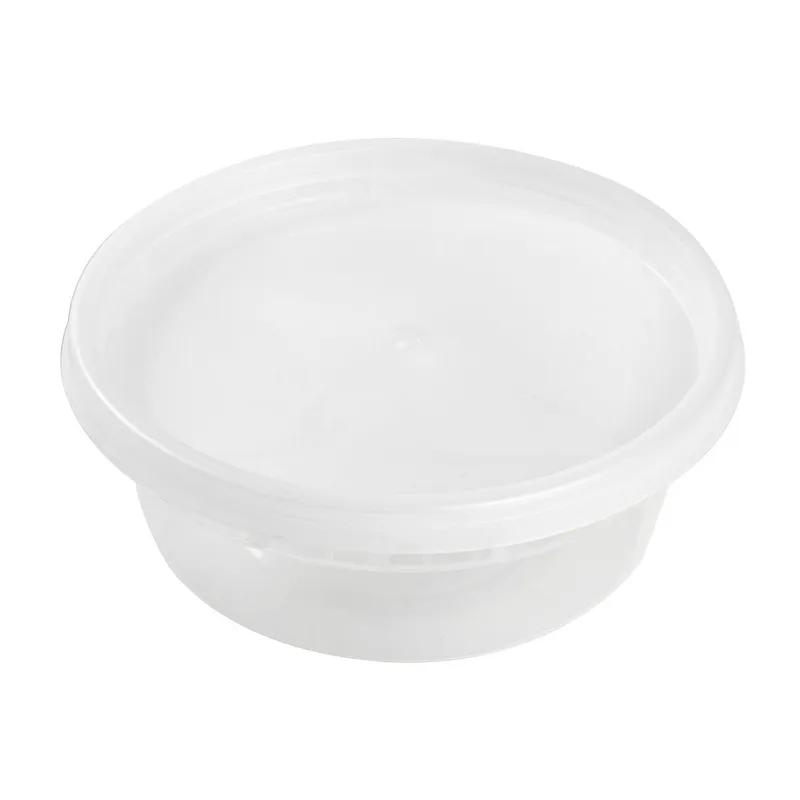 Deli Container Base & Lid Combo With Flat Lid 8 OZ PP Round 240/Case