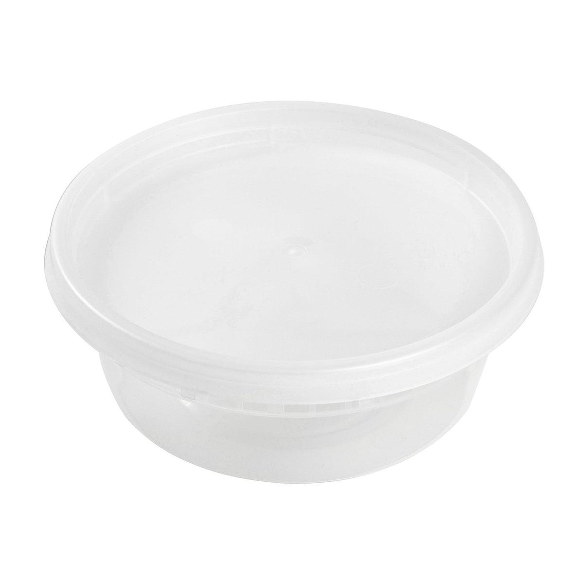 Deli Container Base & Lid Combo With Flat Lid 8 OZ PP Round 240/Case