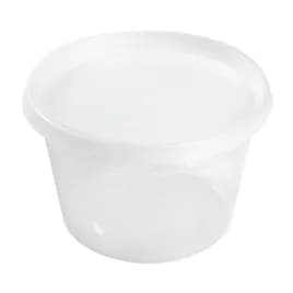 Deli Container Base & Lid Combo With Flat Lid 16 OZ PP Clear Round 240/Case