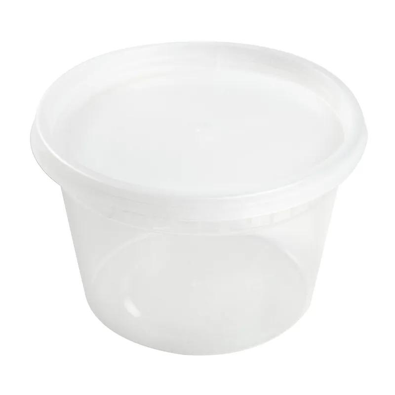 Deli Container Base & Lid Combo With Flat Lid 16 OZ PP Clear Round 240/Case
