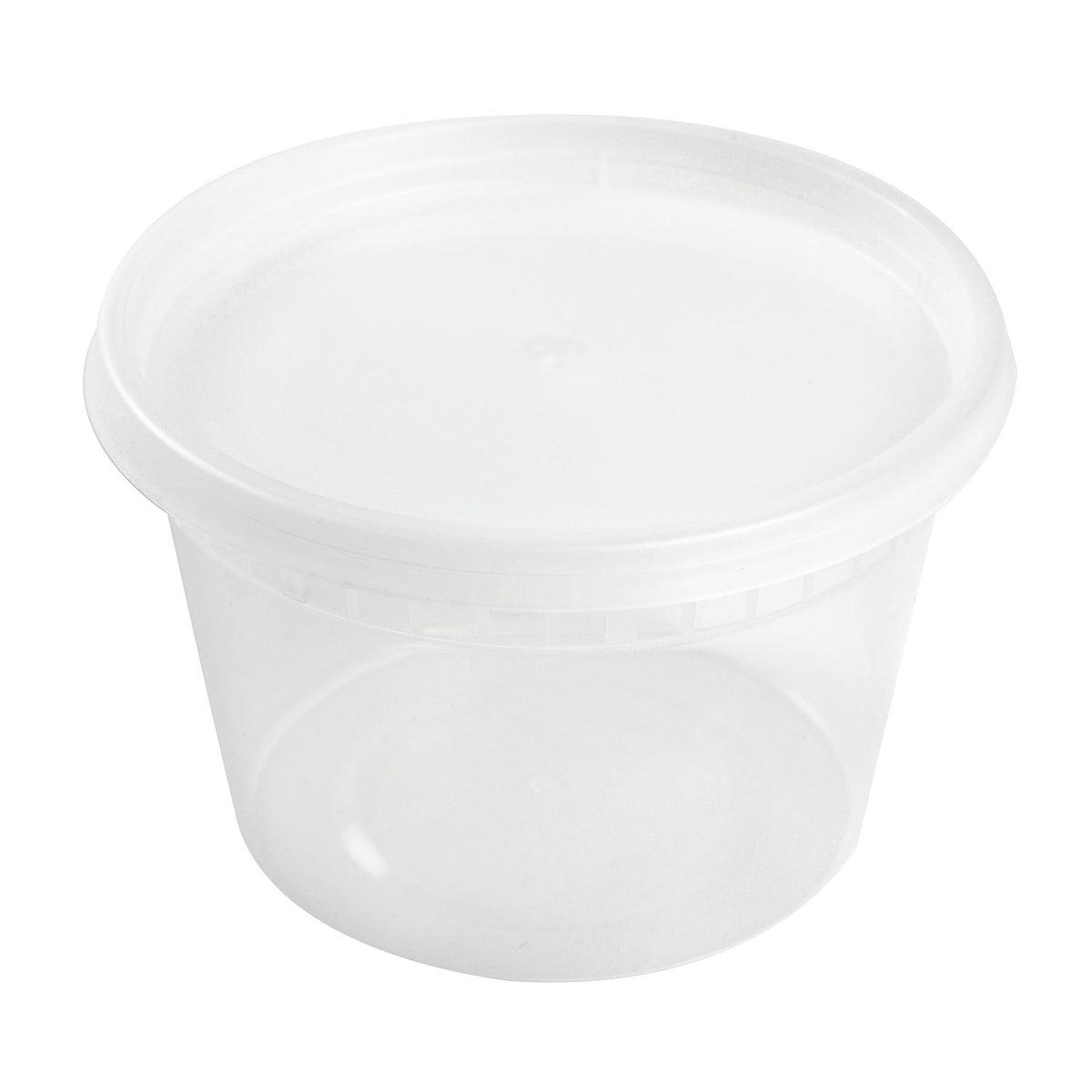 Deli Container Base & Lid Combo With Flat Lid 16 OZ PP Clear Round 240/Case