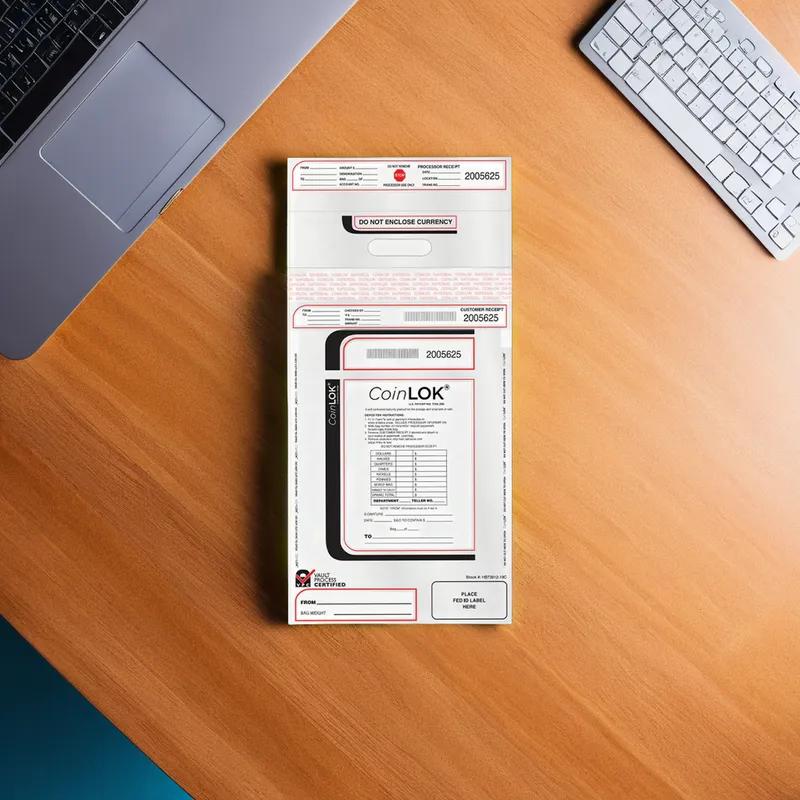 CoinLok Currency & Coin Bag 12.5X24 IN Plastic With External Pocket 50/Pack