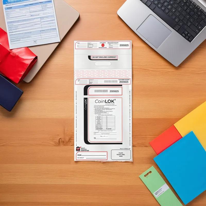 CoinLok Currency & Coin Bag 12.5X24 IN Plastic With External Pocket 50/Pack