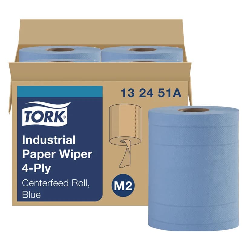 Tork Roll Paper Wiper M2 15.75X10 IN 249.375 FT Blue Centerfeed Refill 190 Sheets/Roll 4 Rolls/Case 760 Sheets/Case