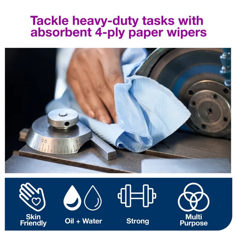 Tork Roll Paper Wiper M2 15.75X10 IN 249.375 FT Blue Centerfeed Refill 190 Sheets/Roll 4 Rolls/Case 760 Sheets/Case