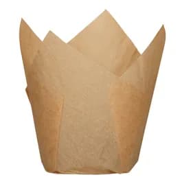 Baking Cup 4X2.25 IN Paper Brown Petal & Tulip Fluted Large Greaseproof 1000/Case