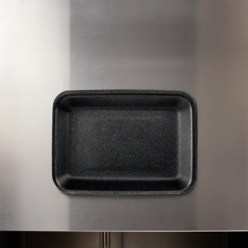 2DN Meat Tray 5.75X8.5X1.3 IN Polystyrene Foam Deep Black Rectangle 500/Bundle