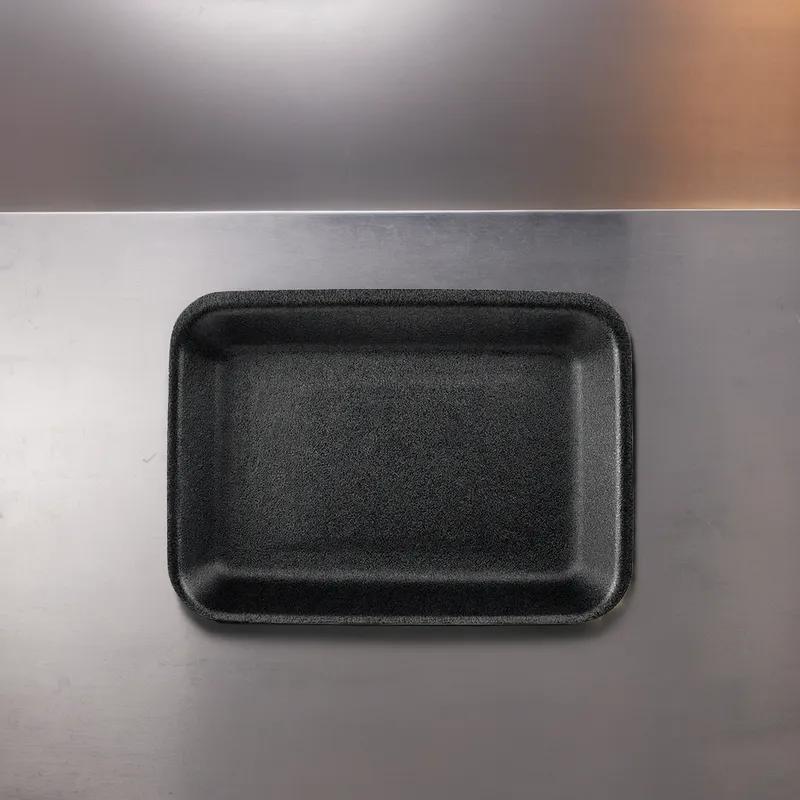 2DN Meat Tray 5.75X8.5X1.3 IN Polystyrene Foam Deep Black Rectangle 500/Bundle