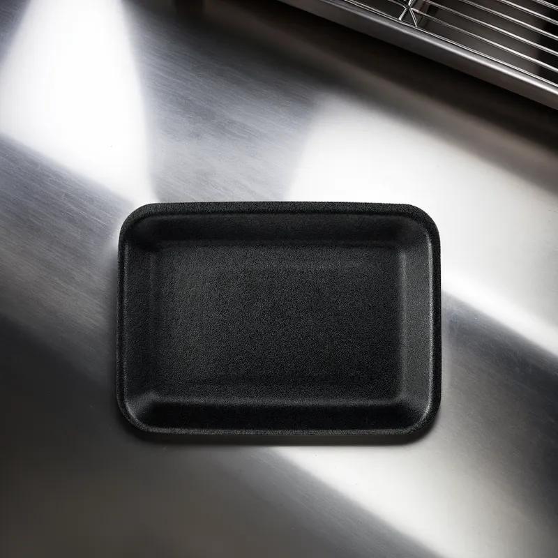 8PN Meat Tray 10X8X1.02 IN Polystyrene Foam Deep Black Rectangle 200/Bundle