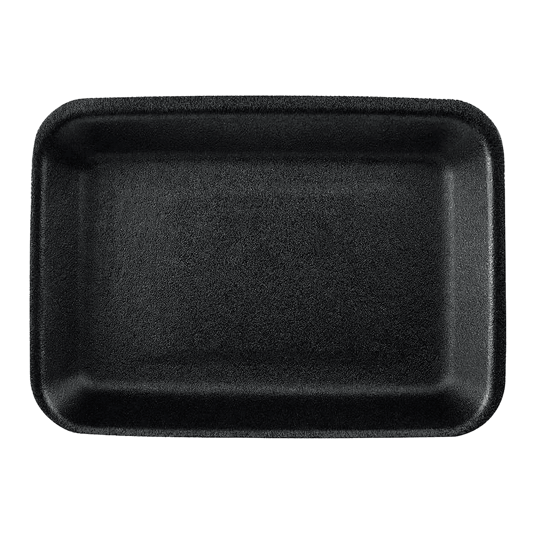 10SN Meat Tray 5.5X11X0.5 IN Polystyrene Foam Shallow Black Rectangle 500/Bundle