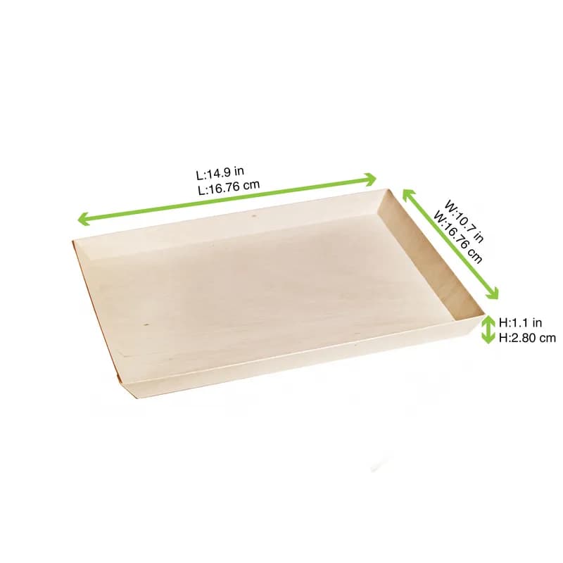 Samurai Serving Tray 10.7X14.9X1.1 IN Wood Natural Rectangle Microwave Safe 50 Count/Pack 2 Packs/Case 100 Count/Case