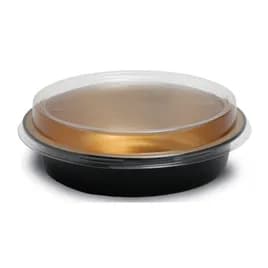 Handi-Max Take-Out Container Base & Lid Combo With Dome Lid 24 OZ Aluminum Plastic Black Gold Clear Round 50/Case