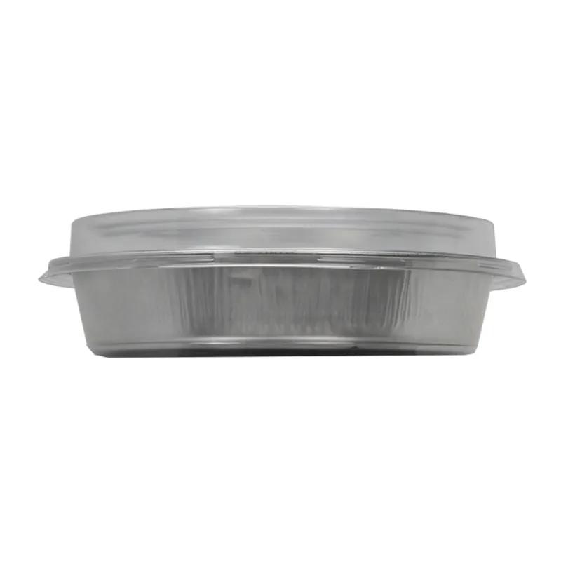 Handi-Max Take-Out Container Base & Lid Combo With Dome Lid 7 IN Aluminum Plastic Silver Clear Round 50/Case