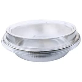 Handi-Max Take-Out Container Base & Lid Combo With Dome Lid 48 OZ Aluminum Plastic Silver Clear Round 50/Case