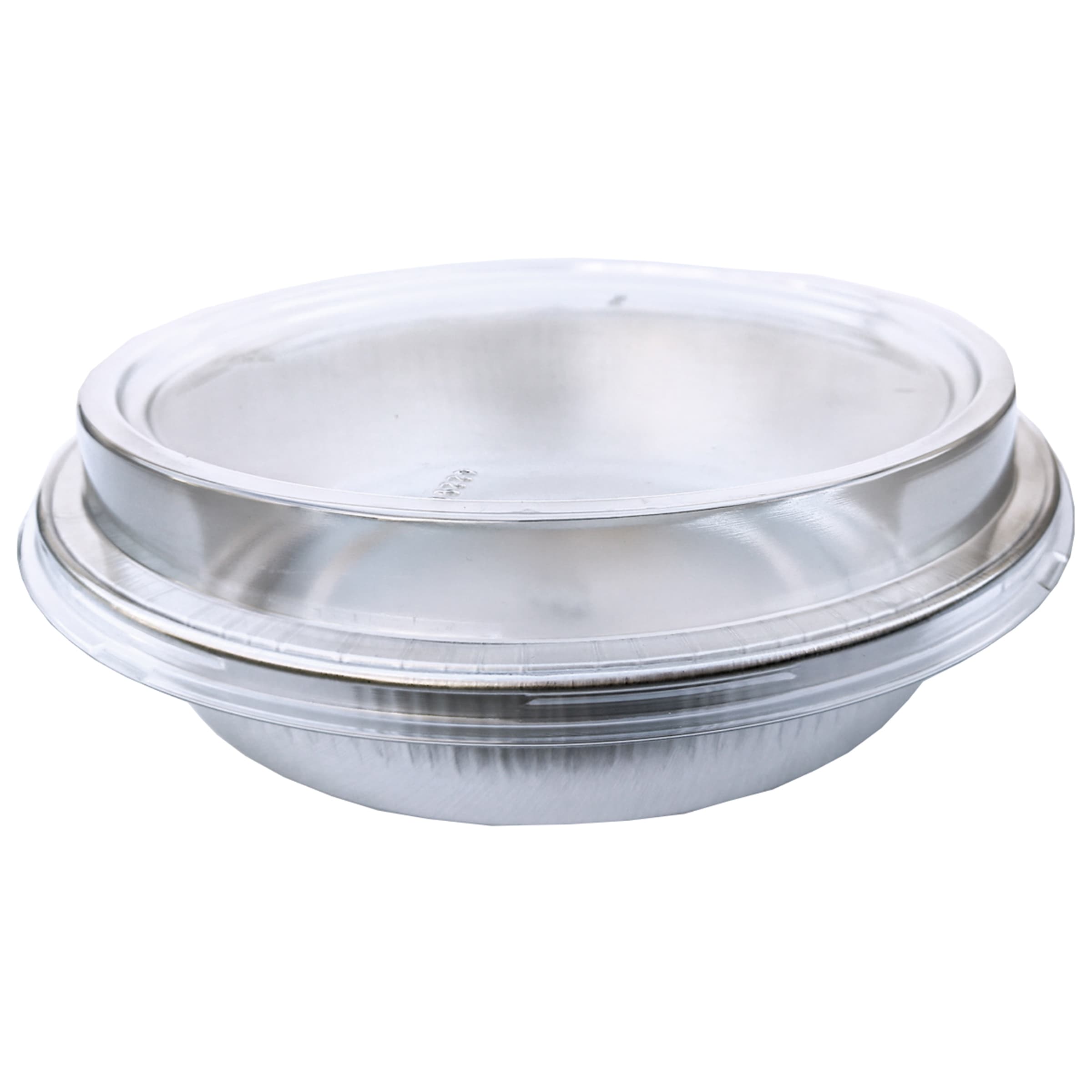 Handi-Max Take-Out Container Base & Lid Combo With Dome Lid 48 OZ Aluminum Plastic Silver Clear Round 50/Case