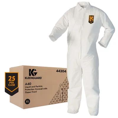 KleenGuard A40 Coveralls XL White Breathable Particle Protection Zip Front 25/Case