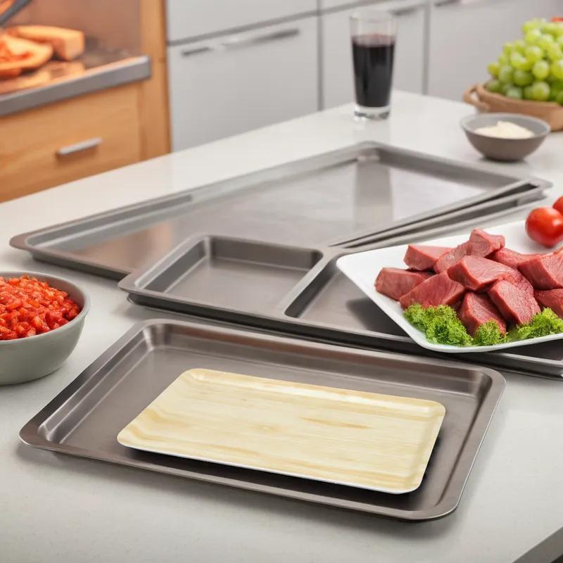 16S Meat Tray Polystyrene Foam Wood Grain 300/Case