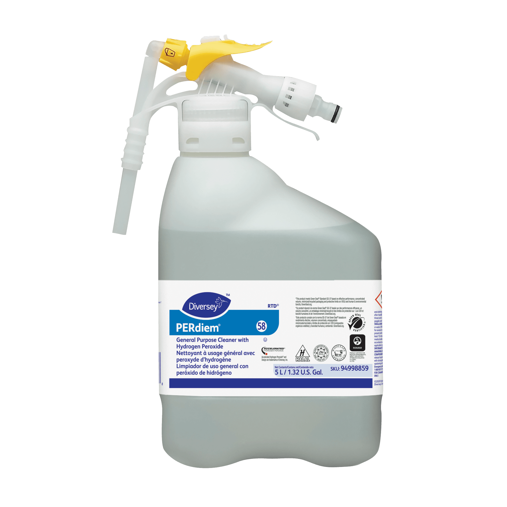 PERdiem® Odorless All Purpose Cleaner 5 L Multi Surface Heavy Duty Liquid Concentrate RTD Peroxide Kosher 1/Case