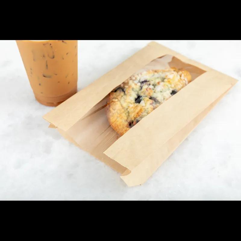 Sandwich Bag 6X2X9 IN Paper Kraft Grease Resistant Window Gusset 1000/Case