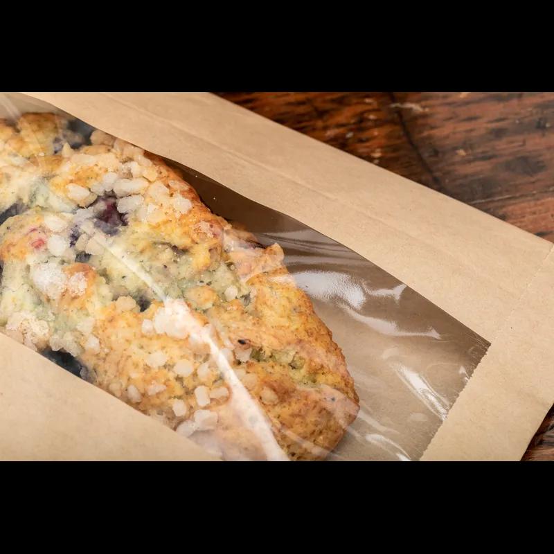 Sandwich Bag 6X2X9 IN Paper Kraft Grease Resistant Window Gusset 1000/Case