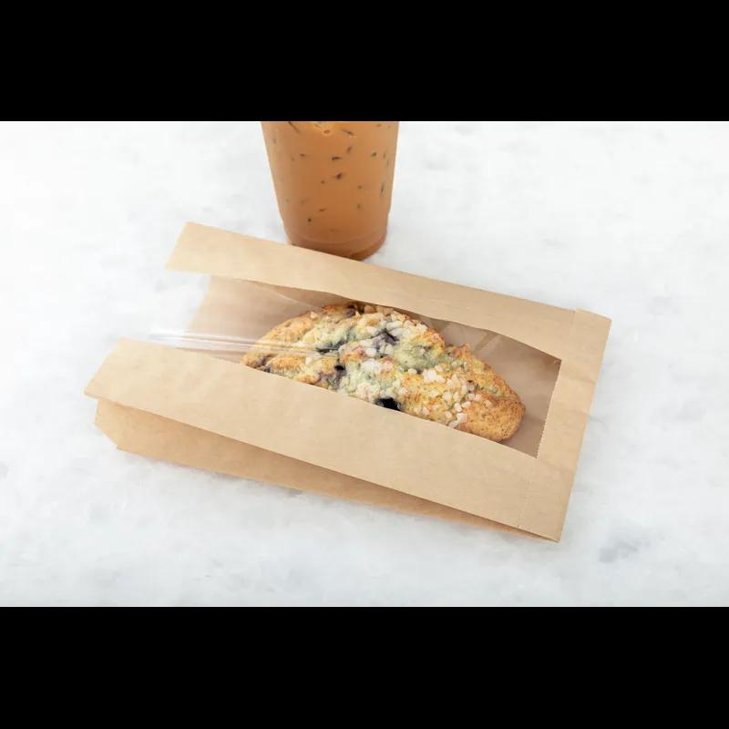 Sandwich Bag 6X2X9 IN Paper Kraft Grease Resistant Window Gusset 1000/Case