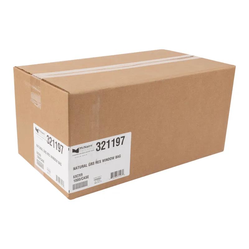 Sandwich Bag 6X2X9 IN Paper Kraft Grease Resistant Window Gusset 1000/Case