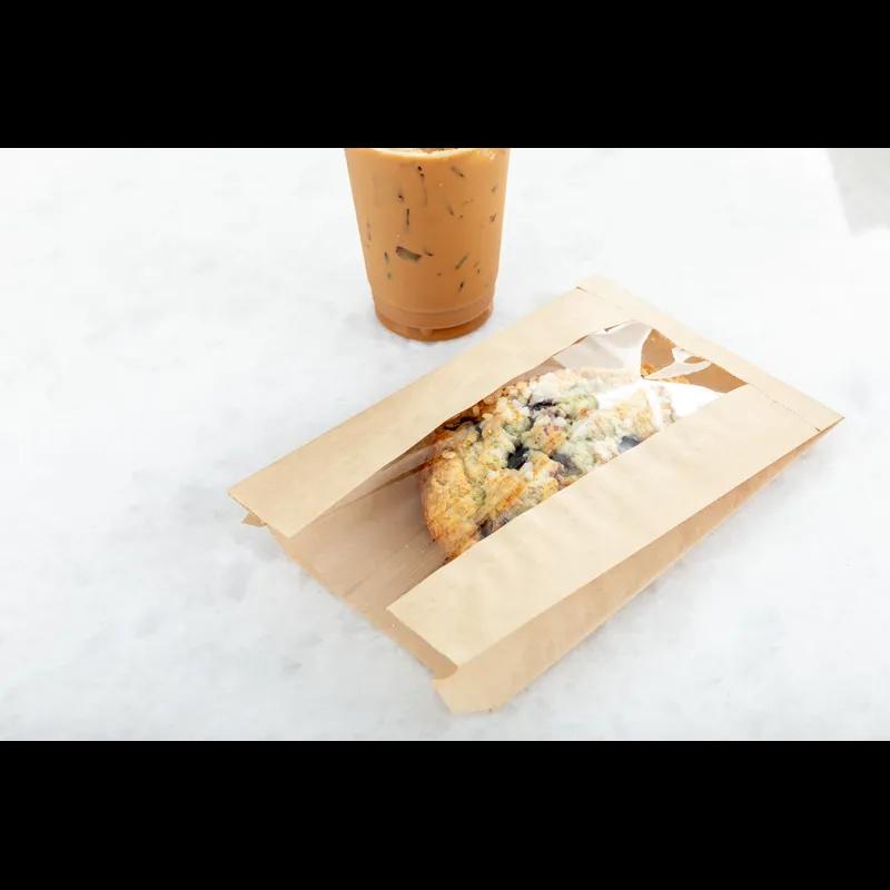 Sandwich Bag 6X2X9 IN Paper Kraft Grease Resistant Window Gusset 1000/Case