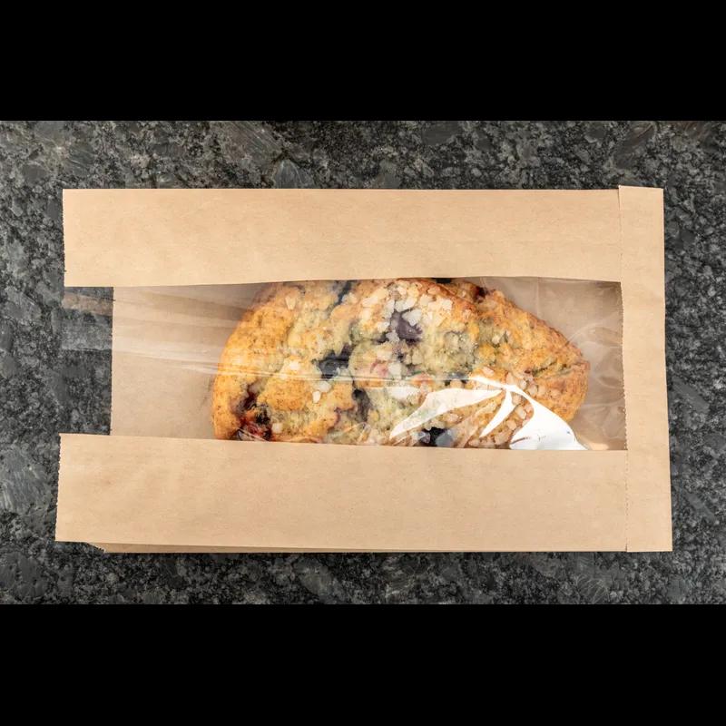 Sandwich Bag 6X2X9 IN Paper Kraft Grease Resistant Window Gusset 1000/Case