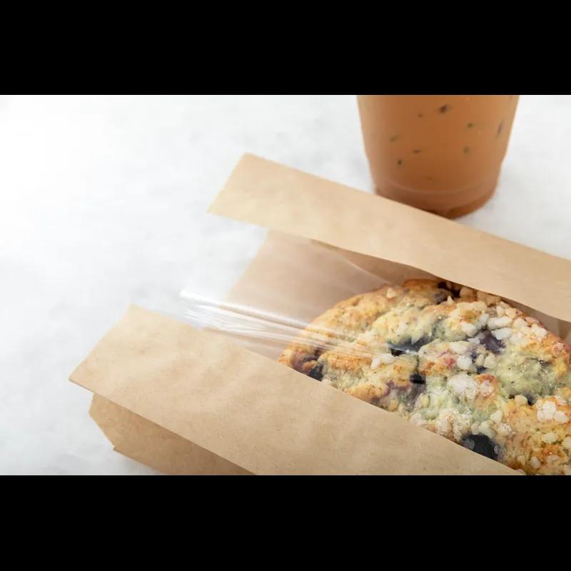 Sandwich Bag 6X2X9 IN Paper Kraft Grease Resistant Window Gusset 1000/Case