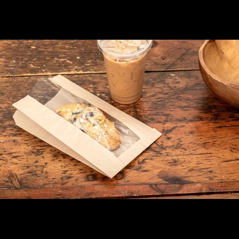 Sandwich Bag 6X2X9 IN Paper Kraft Grease Resistant Window Gusset 1000/Case