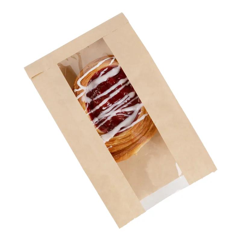 Sandwich Bag 6X2X9 IN Paper Kraft Grease Resistant Window Gusset 1000/Case
