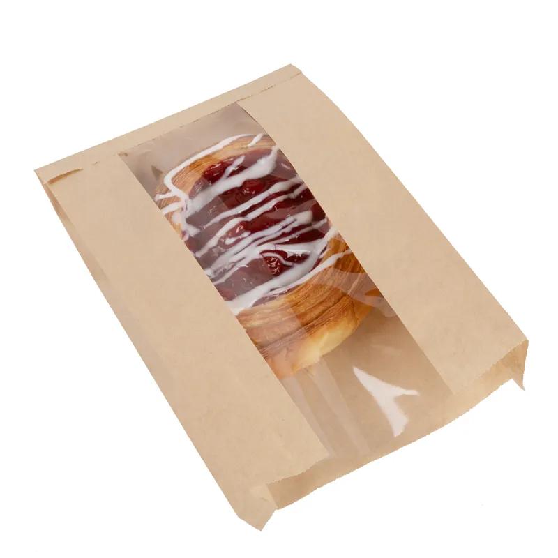 Sandwich Bag 6X2X9 IN Paper Kraft Grease Resistant Window Gusset 1000/Case