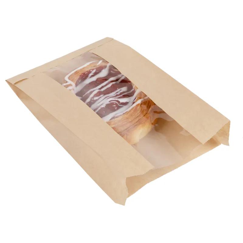 Sandwich Bag 6X2X9 IN Paper Kraft Grease Resistant Window Gusset 1000/Case