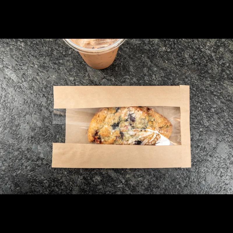 Sandwich Bag 6X2X9 IN Paper Kraft Grease Resistant Window Gusset 1000/Case