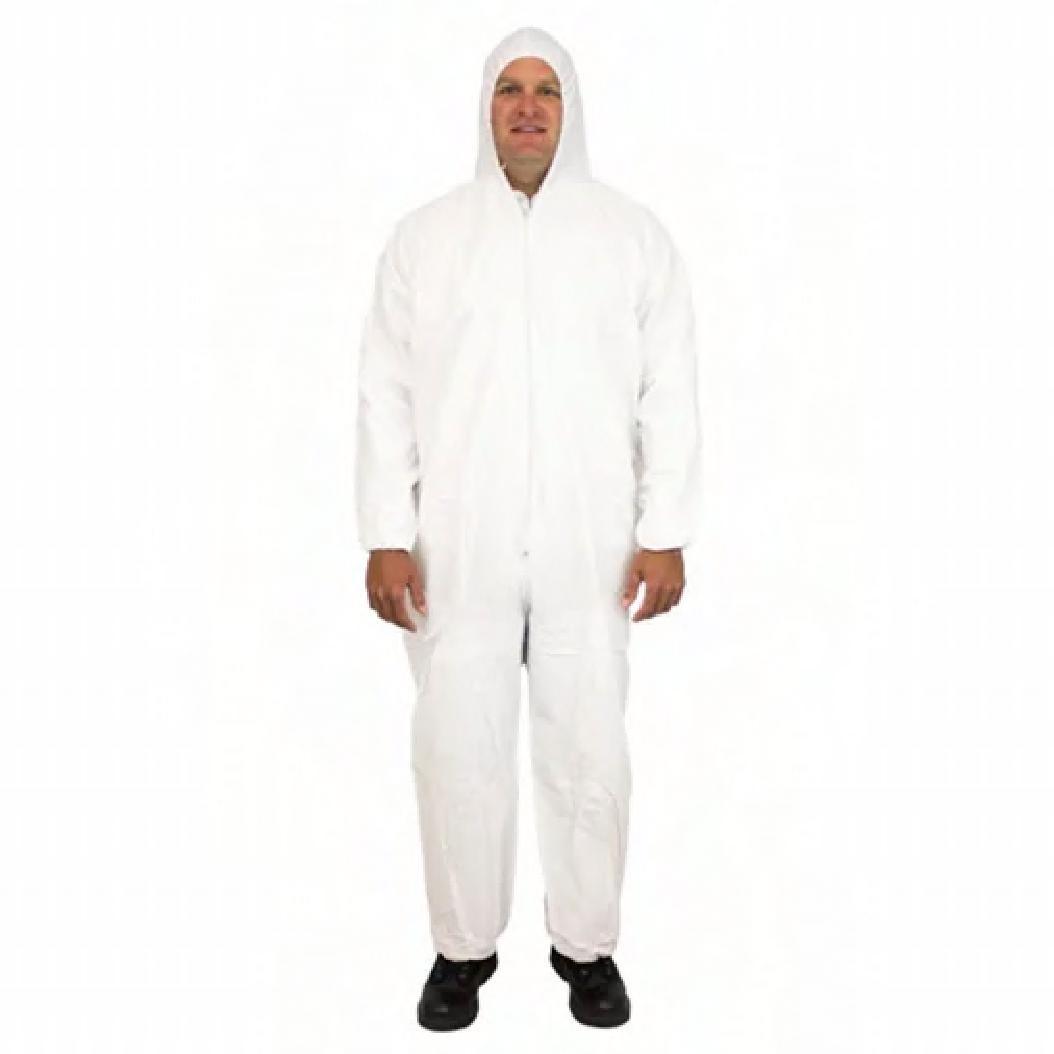 ProMax® Coveralls XXXL White Microporous Polyolefin Fabric Attached Hood Zippered Front Elastic Wrists & Ankles 25/Case