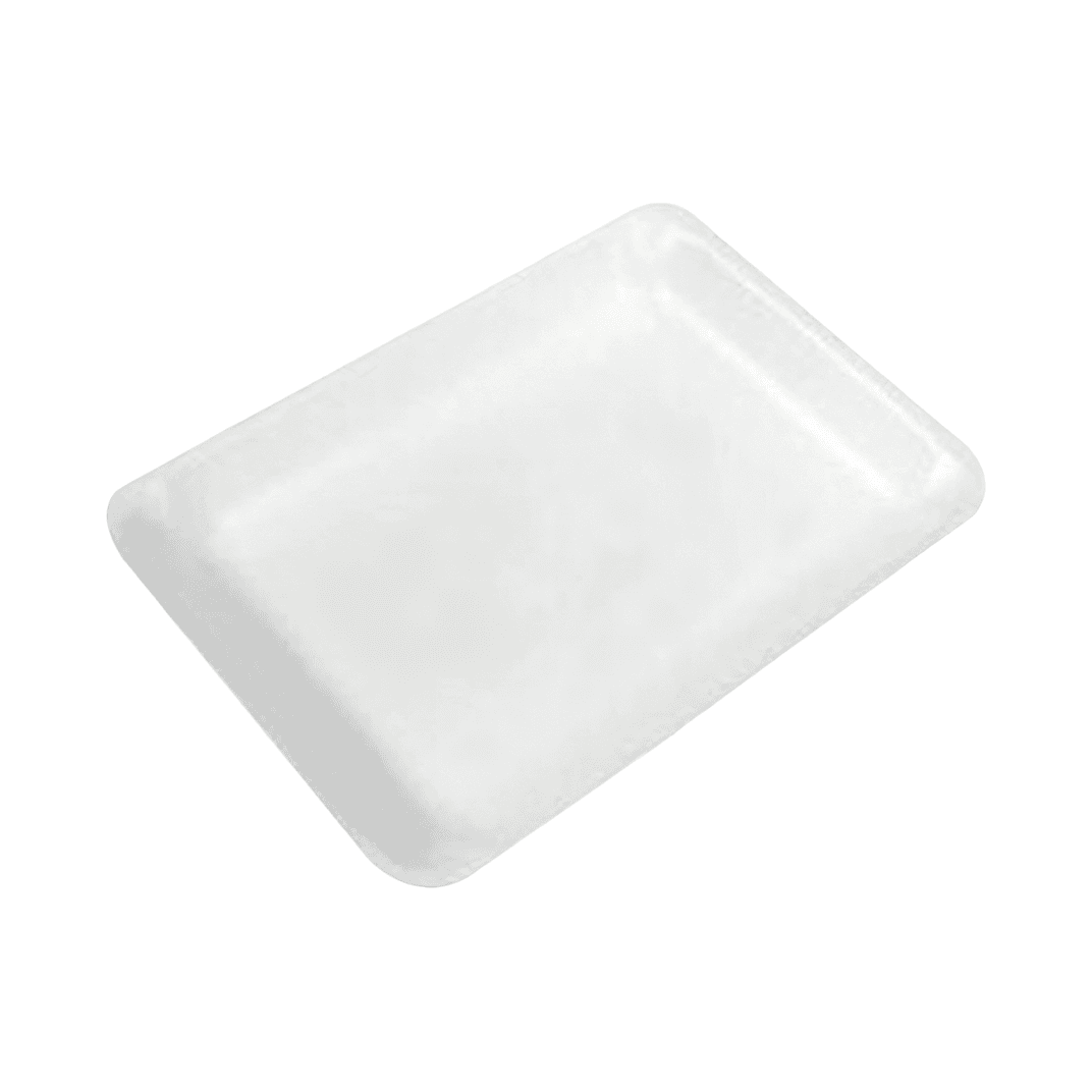 16HS Meat Tray 7.38X12.38X0.63 IN Polystyrene Foam Shallow White Heavy 250/Case