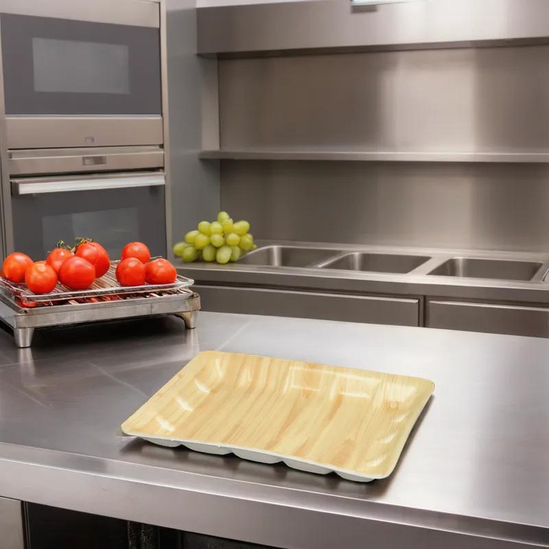 Meat Tray Polystyrene Foam Wood Grain 300/Case