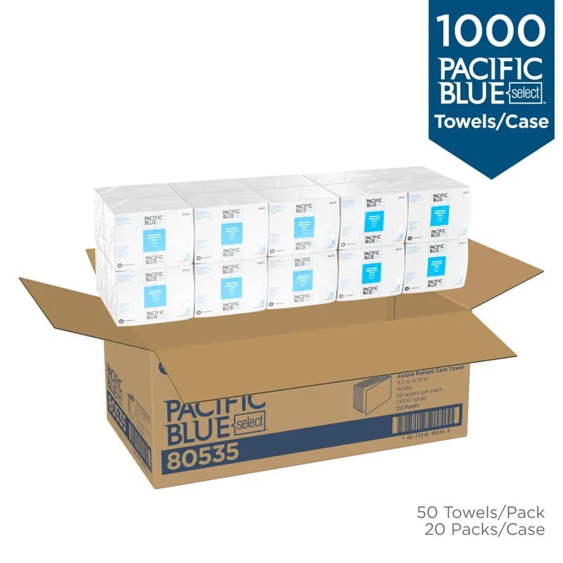 Pacific Blue Select Wash Cloths 13X9.5 IN 1PLY 1/4 Fold Patient Care 50 Sheets/Pack 20 Packs/Case 1000 Sheets/Case