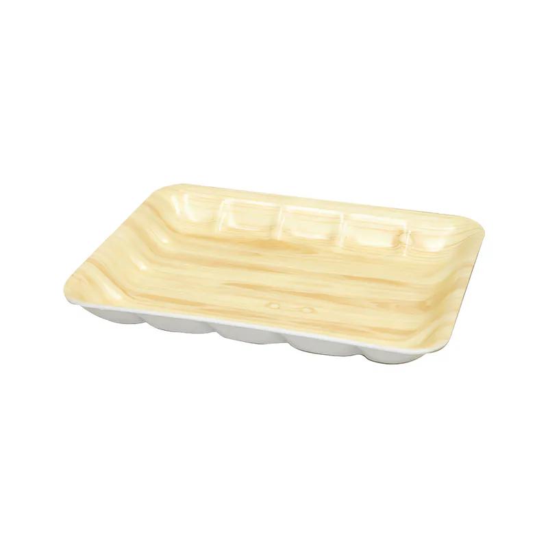 Meat Tray 9.5X7X1.25 IN Polystyrene Foam Wood Grain Rectangle 300/Case