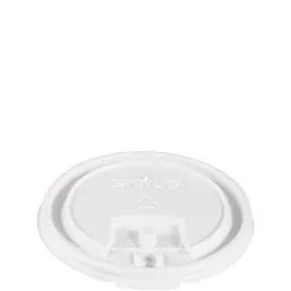 Solo® Lid Flat 3.449X0.33 IN PS White For 10 OZ Hot Cup Lift Back Sip Through Lock Tab 100 Count/Pack 10 Packs/Case